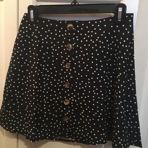 Shein button front dot print skirt